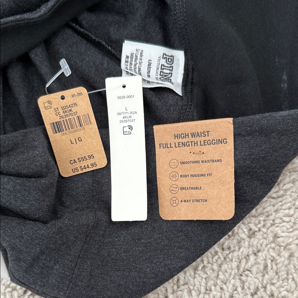 NWT Victoria’s Secret Pink Active Cotton High Waist Full Length Leggings Large - Picture 4 of 5
